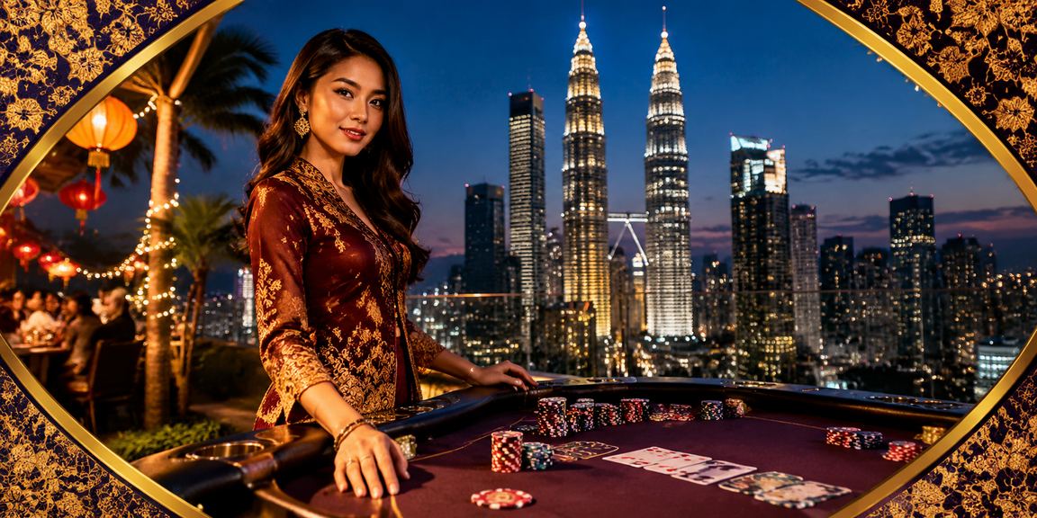 Ruang permainan poker gaya Malaysia di Kuala Lumpur dengan rekaan batik